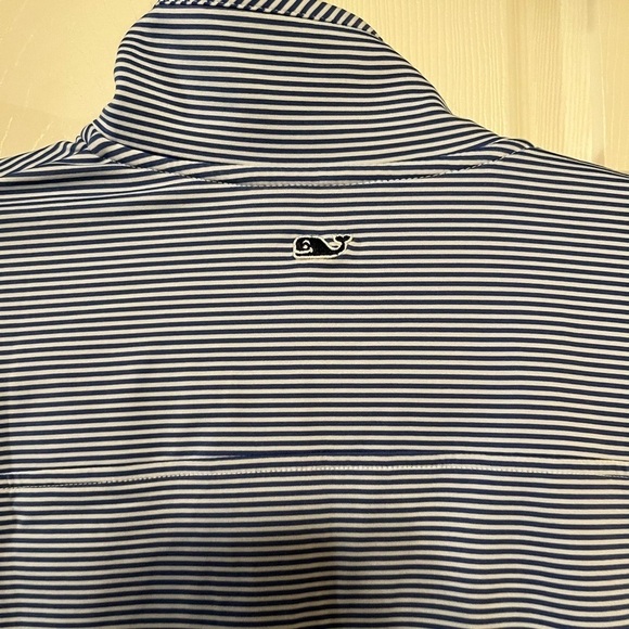 Blue and white striped Vinyard Vines quarter zip jacket - Picture 5 of 5